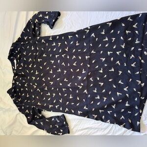 Navy patterned straight dress